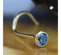 Nasenstecker 2,5mm Spirale mit Zirkonia aquamarin-hellblau 18Kt GOLD