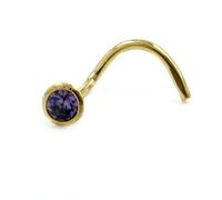 Nasenstecker 2,5mm Spirale mit Zirkonia lila-violett 18Kt GOLD