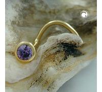 Nasenstecker 2,5mm Spirale mit Zirkonia lila-violett 18Kt GOLD