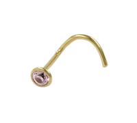 Nasenstecker 2,5mm Spirale mit Zirkonia rund pink 18Kt Gold