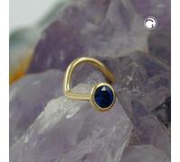 Nasenstecker 2,5mm Spirale mit Zirkonia safir-blau 18Kt GOLD