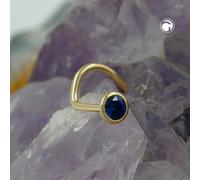 Nasenstecker 2,5mm Spirale mit Zirkonia safir-blau 18Kt GOLD