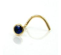 Nasenstecker 2,5mm Spirale mit Zirkonia safir-blau 18Kt GOLD