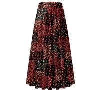 NASHALYLY Damen Sommer Rock Elastische Taille Chiffon Retro Maxi Langer Plissierter Faltenrock Einfarbig solide