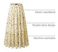 NASHALYLY Damen Sommer Rock Elastische Taille Chiffon Retro Maxi Langer Plissierter Faltenrock Einfarbig solide