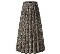 NASHALYLY Damen Sommer Rock Elastische Taille Chiffon Retro Maxi Langer Plissierter Faltenrock Einfarbig solide