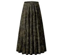 NASHALYLY Damen Sommer Rock Elastische Taille Chiffon Retro Maxi Langer Plissierter Faltenrock Einfarbig solide