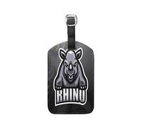 Nashorn Kuh Schwarz Kofferanhänger mit Adressschild Lustig Leder Gepäckanhänger ID Etikett mit Namenschild für Reise Koffer Tasche(3PACK)