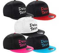 Nashville print factory Kinder Snapback Cap Bestickt mit Namen Wunschtext Stickerei Mütze Basecap Youth Kids (White/Black)