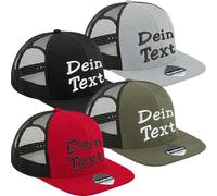 Nashville print factory Original Flat Peak 6 Panel Trucker Cap Basecap mit Netz Mesh-Cap personalisiert