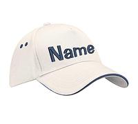 Nashville print factory Ultimate 5-Panel Cap Sandwich Peak Bestickt mit Name/Text Mütze Cappy Basecap (Putty/French Navy)