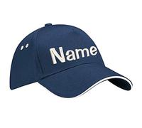 Nashville print factory Ultimate 5-Panel Cap Sandwich Peak Bestickt mit Name/Text Mütze Cappy Basecap (French Navy/Putty)