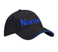 Nashville print factory Ultimate 5-Panel Cap Sandwich Peak Bestickt mit Name/Text Mütze Cappy Basecap (Black/Bright Royal)