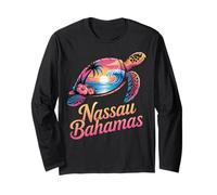 Nassau Bahamas Tropische Meeresschildkröte Strandkunst Langarmshirt