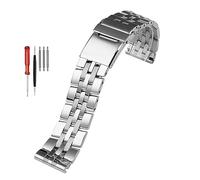 NASUNJIA 316L Edelstahlarmband 22 Mm 24 Mm Massives Metallarmband Kompatibel Mit Breitling Uhrenarmband Herrenarmband For A49350 AB042011(Silver,22mm)