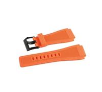 NASUNJIA Armbänder 24 Mm Kompatibel Mit Bell & Ross BR-01 BR-03 Silikon-Uhrenarmband Mit Werkzeug(Orange Black buckle)