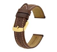 NASUNJIA Echtes Leder-Uhrenarmband, 14 Mm, 17 Mm, 18 Mm, 19 Mm, 20 Mm, 21 Mm, 22 Mm, 23 Mm, 24 Mm, Ersatzarmband For Herren Und Damen(Brown with Thread-G,18mm)