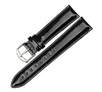 NASUNJIA Uhrenarmband Aus Echtem Leder 12MM 14MM 16MM 18MM 20MM Armband Uhrenarmband Schwarzes Lackleder Uhrenarmband Uhrenzubehör(Black,18mm)