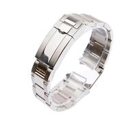 NASUNJIA Uhrenarmband Kompatibel Mit Rolex DAYTONA GMT Submariner Uhrenzubehör Metallarmband Edelstahl Zugverschluss Uhrenarmband Kette 20 Mm(Bright silver,20mm With Logo)