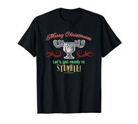 National Lampoon's Christmas Vacation T-Shirt: Unisex, Schwarz, S, Kurzarm, Klassisch, Cartoon-Motiv: Moose-Kopf, Weihnachten