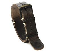 NATO Uhrenarmband Zulu Band Leder Militär geölt lang braun handgefertigt Edelstahl Schnalle wählen Sie Größe 18 mm 20 mm 22 mm 24 mm Halter, 22 mm