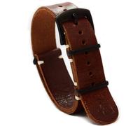 NATO-Uhrenarmband, Zulu-Band, Leder, Militär-Stil, geölt, lang, braun, Whiskey, Leinen, stilvolle Edelstahl-Schnalle, wählen Sie Größe 18 mm, 20 mm, 22 mm, 24 mm, Schwarz , 24 mm, Militar