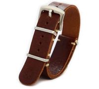 NATO-Uhrenarmband, Zulu-Band, Leder, Militär-Stil, geölt, lang, braun, Whiskey, Leinen, stilvolle Edelstahl-Schnalle, wählen Sie Größe 18 mm, 20 mm, 22 mm, 24 mm, silber, 20 mm, Militar