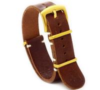 NATO-Uhrenarmband, Zulu-Band, Leder, Militär-Stil, geölt, lang, braun, Whiskey, Leinen, stilvolle Edelstahl-Schnalle, wählen Sie Größe 18 mm, 20 mm, 22 mm, 24 mm, Gelbgold, 24 mm, NATO