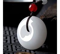 Natürliche chinesische grüne Jade Sicherheitsschnalle Anhänger Halskette Charm Schmuck handgeschnitztes Jadeit Amulett Mode Männer Frauen Gfits (Gem Color : Green)