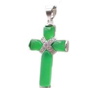 SGKOMN Natürliche Feng Shui Grüne Jade Halskette Anhänger Für Frauen Echtes Yoga Jade Kreuz S925 Silber