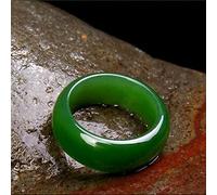 Natürliche Hand-Schnitzen-Jade-Ring-Jaspis-Gründurchmesser 14mm-23mm Mode-Accessoires Männer Frauen Glück Geschenke (Gem Color : Green, Ring Size : 14)