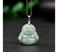 Natürliche Silberne O-Kette mit natürlichem Jade-Jadeit-Buddha-Anhänger