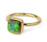 Natürlicher Ammolit-Steinring, Grüner Kristall, Quadratisch, Facettierter Ring, Verstellbar, Offene Steinringe, Reiki-Balance, Knöchel-Fingerringe, Ewigkeitsring Für Frauen, Mädchen, Männer, Gold