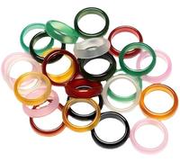 Natürlicher brasilianischer Achat-Ring, Chalcedon und Jade, handgefertigt, Schmuckzubehör für Damen und Herren, zufällige Farbe, 6 Stück