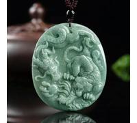 Natürlicher grüner Jade-Jadeit-Anhänger der Güteklasse A, Unisex, graviert, Drache, Tiger, fein