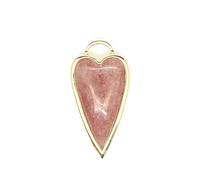 Natürlicher Kristall-Labradorit-Apatit-Anhänger, Liebes-Schlüsselbein-Anhänger, kreativer süßer Anhänger, Unisex, Sommer, vielseitiger Schmuck - 1 Stück, rosa Erdbeerquarz, Einheitsgröße
