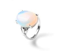 Natürlicher Kristall ovaler eiförmiger Ring Gesicht Hühnerklauenring Tigerauge Opal Nischenöffnung Verstellbarer Paarring Unisex Sommer Persönlichkeitsschmuck - 1 Stück Opal Einheitsgröße
