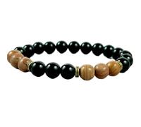 natürlicher Multi-Edelstein, 8 mm | runde Form, glatt geschliffener Stein | 7 Zoll | schwarzer und brauner Edelstein | Energie-Stretch-Armband | Heilarmband | handgefertigter Schmuck | LSB_01150