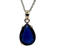 natürlicher Saphir 18x13 mm birnenförmig facettiert blau Anhänger 925 Sterling Silber Birnenkette mit 18 Zoll Kabelkette Weisheit Königlichkeit Wahrheit spirituelle Einsicht Geschenk |gmpd_0234