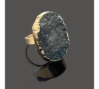 Natürlicher Schwarzer Drusy Ring Unregelmäßig Kristallgoldfarbe Großer Ring Verstellbarer Offener Stein Der Frauen Ringe Reiki Balance Knöchel Finger Ringe Ewigkeitsring Für Frauen Mädchen Männer