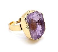 Natürlicher Violetter Kristall-Cluster-Ring Kristall Unregelmäßiger Roher Amethyst-Ring Verstellbarer Damen-Ring Mit Offenem Stein Reiki-Balance Knöchel-Finger-Ringe Ewigkeitsring Für Frauen, M