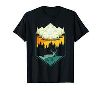 Natur Outdoor Wald Tier Wandern Hirsch Retro Gebirge Wald T-Shirt