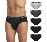 Natural Feelings Slips Herren Unterhosen Herren Slip aus weicher Baumwolle Herren Unterhose Pant Unterwäsche M, A:Schwarz/Hellgrau/Dunkelgrau