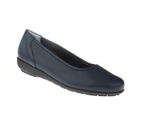 Natural Feet Bequeme Damen Ballerinas aus Hirschleder, Johanna, sportliche breite Flache Sommerschuhe, Halbschuhe, Weite H, Hallux Valgus geeignet, weiche Barfuß Schuhe mit Wechselfußbett 44 blau