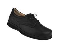 Natural Feet Bequeme, weiche und atmungsaktive Orthopädische Schuhe, Kevin XL, zum Schnüren aus Leder für Herren, Weite L, mit Wechselfußbett, Freizeit, Business, breite Halbschuhe 11 schwarz