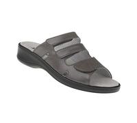 Natural Feet Damen Pantolette INES aus Sola-Stretch in Leder Optik in Weite H, geeignet bei Hallux Valgus, Damenhausschuhe mit Kork-Fußbett, Gesundheitsschuhe 37 grau