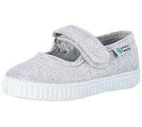 Natural World Mercedes Velcro Metalizado, Mädchen Mary Jane Halbschuhe, Silber (PALTA 26), 29 EU