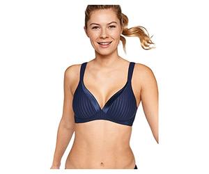 Naturana Gestreifter weicher BH mit Körbchen, Marineblau, 90C