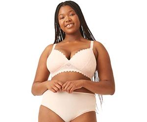 Naturana® Moderner Spitzen-BH ohne Bügel [Cup A-D]: BH Soft Cup mit edler Vollspitze I BH mit Spitze I extraweiche Trägergummis I Unterwäsche Frauen I Spitzen BH 85 Strawberry Milk C