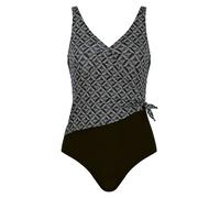 Badeanzug NATURANA "Beautiful Beaches", Damen, Gr. 44, Cup E, schwarz (schwarz gemustert), Elasthan, Polyamid, gemustert, unifarben, Badeanzüge Badeanzug, integrierte Cups, figurbetonend, mit Muster, 
